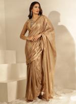 Chinnon Beige Party Wear Lace Work Ready To Wear Saree